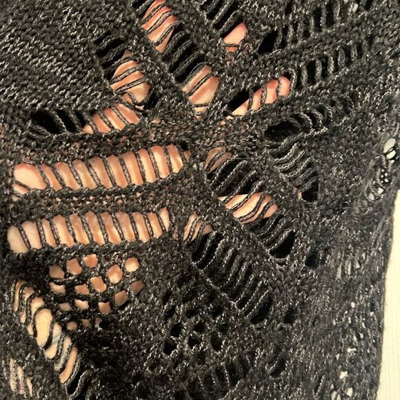 Anthropologie Staring at Stars heathered black Open Knit Sweater - Picture 5 of 6